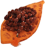Combo of 5 Mukhi Rudraksha Mala & Red Pooja Aasan with Gomukhi Bag | Lab Certified