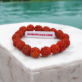 5 Mukhi Rudraksha Bracelet with 11MM natural beads, lab certified, stretchable design, perfect for blessings of Shiva and meditation.
