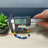 7 Chakra Healing Bracelet with Mix Agate & Evil Eye Beads on White Background