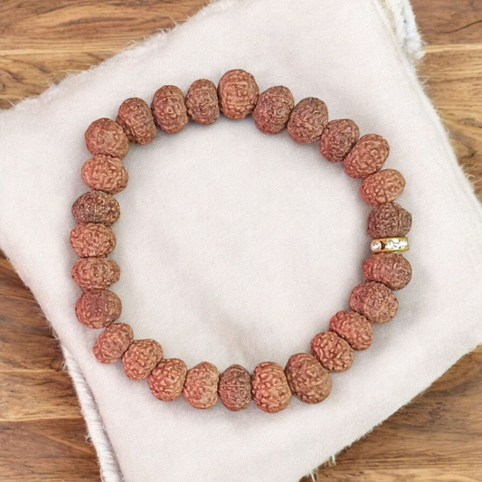 7 Mukhi Rudraksha Bracelet with 9mm lab certified beads, stretchable design for daily wear and spiritual growth