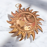 A Wall Hanging Sun made of pure copper with a golden finish, designed to protect from Vaastu dosh, Shani dosh, and accidents, while bringing positive energy and prosperity to your home or office