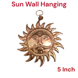 A Wall Hanging Sun made of pure copper with a golden finish, designed to protect from Vaastu dosh, Shani dosh, and accidents, while bringing positive energy and prosperity to your home or office