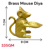A beautiful Brass Ganesha Mooshak Diya Idol, 3 inches tall, ideal for home and temple use as a decorative oil lamp for pooja and rituals.