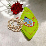 A beautifully crafted Laddu Gopal Gaumukhi Bag designed for storing Jaap Mala and other devotional items. The bag features a spiritual Gaumukhi design and is made from durable, high-quality fabric.