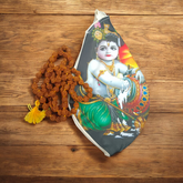A beautifully crafted Laddu Gopal Gomukhi Bag with a Makhan Chor design, made from soft cotton.