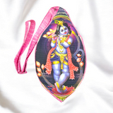 A beautifully designed Laddu Gopal Gomukhi Bag, crafted from soft cotton, perfect for storing Japa Mala and other sacred devotional items. Features a spiritual Gomukhi design for added significance.