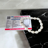 A lab-certified natural pearl bracelet featuring 10-11mm white pearls, elegantly strung together for spiritual and fashionable wear