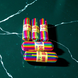 A pack of 5 Silk Pooja Kalawa Moli, multi-color Raksha Sutra Mannat Dhaga threads, each 11 feet in length, used for religious rituals and spiritual protection