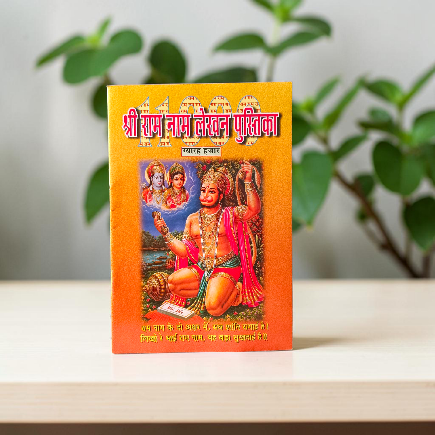 A serene image of the Ram Naam Lekhan Book, offering sacred space to write Shri Ram's name 11,000 times, depicting devotion and meditation