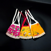 A set of 3 Laddu Gopal Jhabla dresses designed for 5-6 No. size Laddu Gopal idols, made from soft cotton fabric. Includes a summer dress and night dress for daily rituals and festivals.