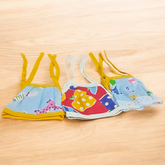 A set of 3 Laddu Gopal Jhabla dresses made from soft cotton fabric, perfect for 0-1 No. size Laddu Gopal idols.