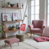 A stunning Rose Quartz Tumble Stone Pendant, lab-certified for authenticity, symbolizing love, healing, and positive energy