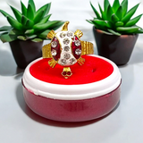 A stylish Tortoise Ring, featuring white zircon stones set in a gold-plated design, symbolizing wisdom, stability, and longevity.