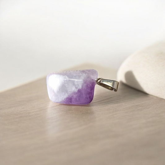 Amethyst Pendant – Natural Amethyst gemstone locket pendant on a chain, promoting emotional healing and spiritual awareness