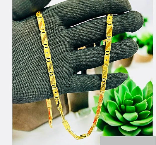 Artificial Gold Chain 1 Gram Gold Plated 21 Inch Vintage Nawabi Style, perfect for boys and girls, offering a stylish, classic design.