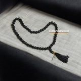 Black Agate Mala 54+1 beads, also known as Black Hakik Mala, featuring 8MM beads, lab certified, ideal for jaap, meditation, and daily wear.