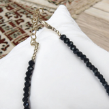 Black Crystal Beads Anklet with Evil Eye Symbol for Unisex