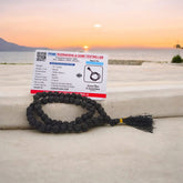 Black Rudraksha Mala 54+1 beads, also called Kaali Rudraksha ki Mala, featuring 7MM beads, lab certified, perfect for jaap and meditation.