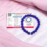 Blue Agate Bracelet with 8MM natural beads, lab certified, stretchable design, promoting calmness, communication, and emotional stability.