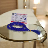 Blue Agate Mala 54+1 beads, also known as Blue Hakik Mala, with 8MM beads, lab certified, perfect for jaap, meditation, and daily wear.