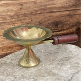 Brass Dhoop Dani with Wooden Handle for Pooja and Spiritual Worship