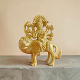 Brass Durga Mata Murti Sherawali Maa Idol for Home Temple Puja Spiritual Decor