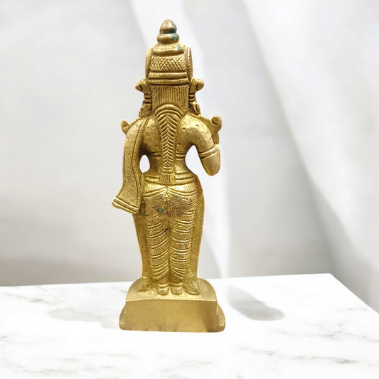 Brass Mata Lakshmi Idol, depicting Goddess Lakshmi in a serene and graceful pose, made from high-quality brass with intricate detailing.