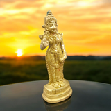 Brass Mata Lakshmi Idol, depicting Goddess Lakshmi in a serene and graceful pose, made from high-quality brass with intricate detailing.