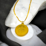 Brass Sai Yantra Locket with chain featuring the image of Shirdi Sai Baba, a symbol of divine protection, prosperity, and spiritual growth.