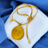 Brass Sai Yantra Locket with chain featuring the image of Shirdi Sai Baba, a symbol of divine protection, prosperity, and spiritual growth.