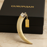 Shukar Dant Silver Cap Pendant | Wild Boar Teeth for Protection & Attraction