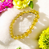 Close-up image of Natural Citrine Diamond-cut Bracelet with 8mm stretchable beads, ideal for success, prosperity, and manifestation