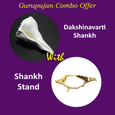 Combo of Dakshinavarti Shankh and Brass Stand Lab Certified for wealth, prosperity, and spiritual protection.
