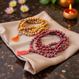 Combo of Red and White Sandalwood Jaap Malas with 108 beads – lab certified, ideal for chanting, meditation, and puja