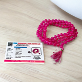 Combo of natural pink agate mala (108+1 beads) and matching bracelet with 6mm beads, used for healing, meditation, and emotional balance