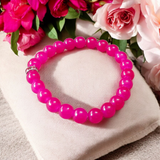 Combo of natural pink agate mala (108+1 beads) and matching bracelet with 6mm beads, used for healing, meditation, and emotional balance