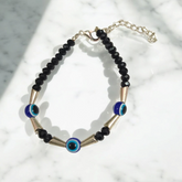 Evil Eye Beads Anklet for Kids with black beads, providing spiritual protection and positive energy