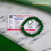 Green Agate Bracelet with 8MM natural beads, lab certified, stretchable design, promoting harmony, prosperity, and emotional healing.