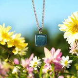 Green Aventurine Pendant with Metal Chain – African Green Jade Tumbled Healing Stone for Heart Chakra and Daily Wear