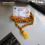Haldi Mala crafted from natural turmeric beads, lab-certified, available for Jaap and wearing, offering health and purification benefits.
