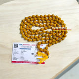 Haldi Mala crafted from natural turmeric beads, lab-certified, available for Jaap and wearing, offering health and purification benefits.