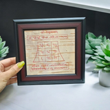 Hand-painted Rahu Yantra on sacred Bhojpatra, framed for display. A powerful astrological remedy for neutralizing the negative effects of Rahu.