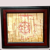 Handmade Baglamukhi Kawach engraved on Bhojpatra, framed in wood for spiritual protection and blessings, ideal for home or office.