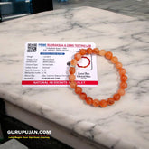 Hessonite (Rahu Ka) Bracelet made with natural 8MM Gomed beads, lab certified, stretchable design, promoting clarity, confidence, and Rahu Dosha remedies