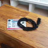 Image of Lab Certified Black Hakik Mala with 108+1 beads (6MM) for spiritual protection and meditation from Gurupujan