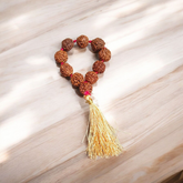 Image of Natural 5 Mukhi Rudraksha Finger Mala with 9+1 Beads of 8mm size, Lab Certified, ideal for meditation, chanting, puja, and healing