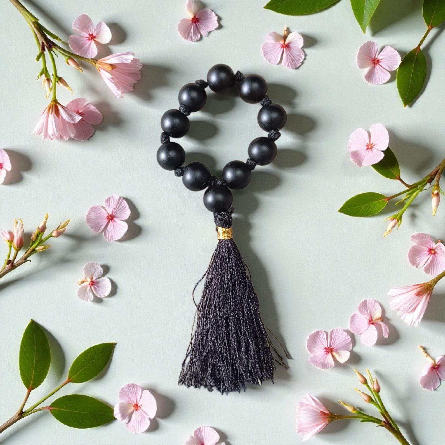 Image of Natural Karungali (Ebony) Finger Mala with 9+1 Beads of 8mm size, Lab Certified, ideal for meditation, chanting, puja, and healing