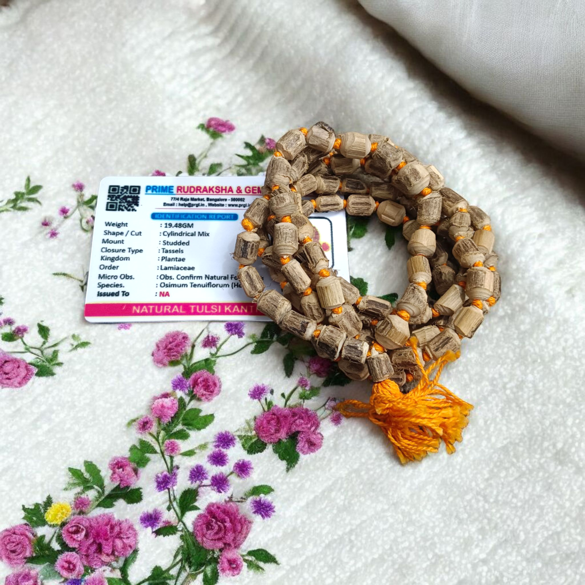 Image of Natural Tulsi Kantha Mala with Big Beads, ideal for meditation, japa, and spiritual prayer