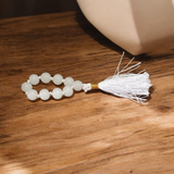 Image of Natural White Agate (Safed Hakik) Finger Mala with 9+1 Beads of 8mm size, Lab Certified, ideal for meditation, chanting, healing, and puja rituals