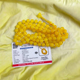 Image of Original Yellow Agate Mala (Peeli Hakik Mala) in 108+1 beads with lab certificate, used for jaap and spiritual healing.